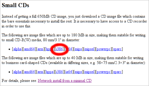 Debian download page