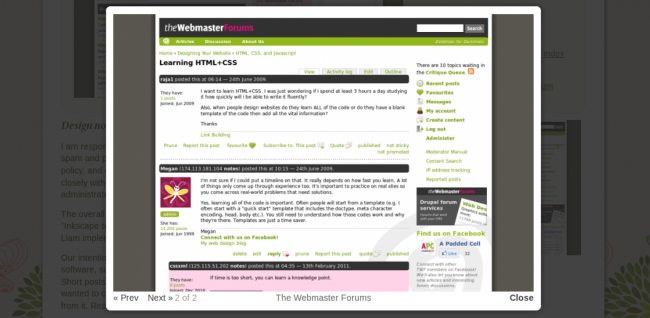 Colorbox modules used to enarge screenshots on a portfolio site.